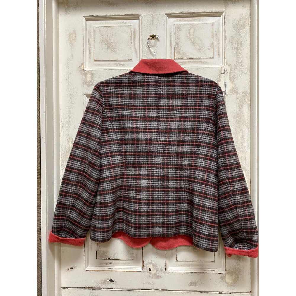 Pendleton Wool Reversible Jacket Raspberry Plaid … - image 2